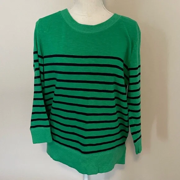 gap green and black striped sweater